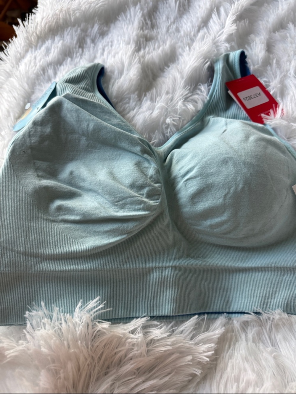 SPANX Ribbed Wireless Bralette in Light Gray with Brown Lining